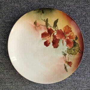 3/30 | MZ Austria, Hand Painted Porcelain Decorative Plate with Poppies, Flowers